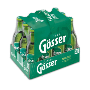 Gösser Bier im Einweg-Träger mit 12 Flaschen à 0,33 l